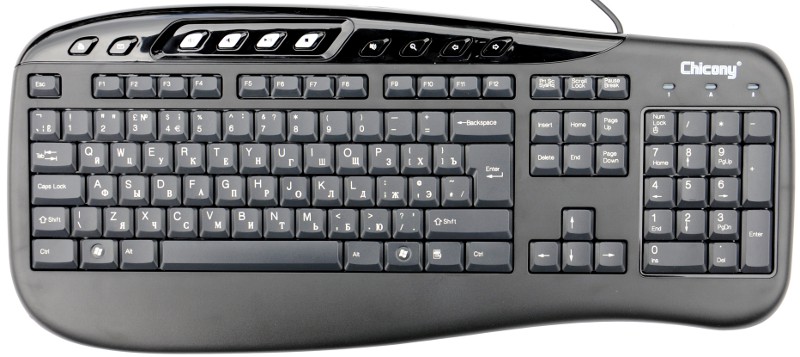 English-Russian Multimedia Keyboard with USB connection, black color